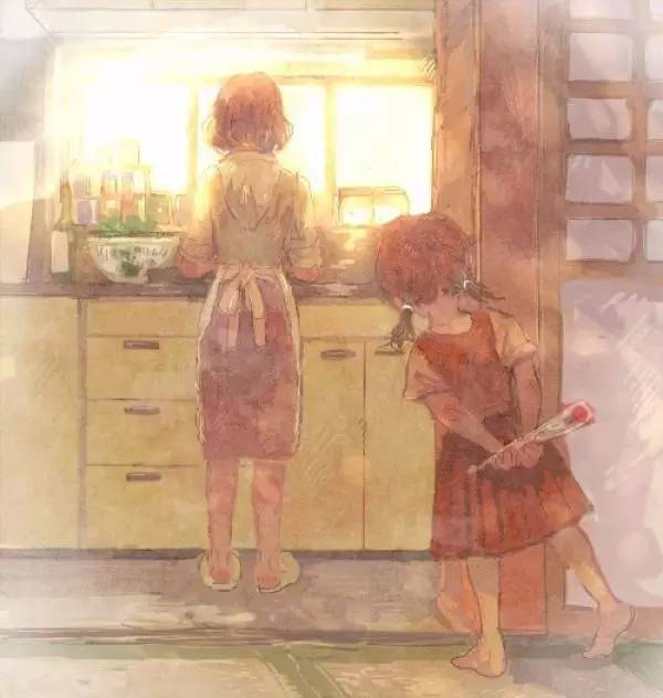 小时候闻到香味醒来  看到小小温馨的厨房里  妈妈忙碌的背影 那是