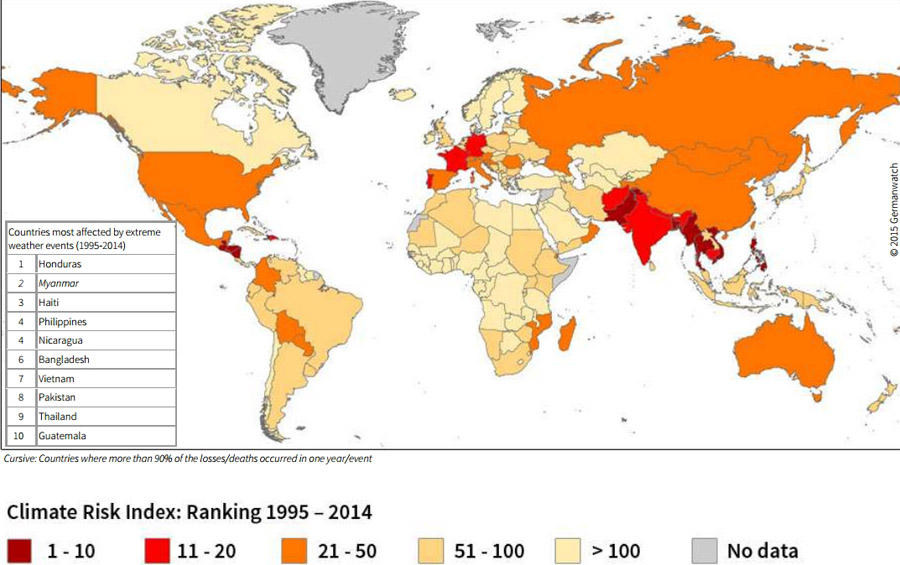 1995至2014年全球气候风险指数地图.图片