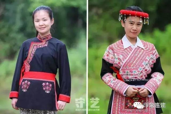畲族的传统服装有一定的地区差异,但都崇尚青蓝色.