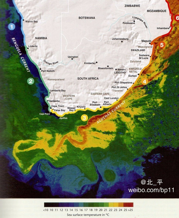 6月份南非水域海水温度示意图.