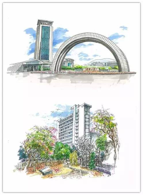 手绘版福建省内13所大学,你觉得哪家最美?