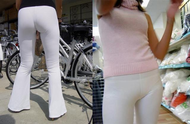 紧身裤太薄穿不好就俗气,何况这么薄的白色紧身裤