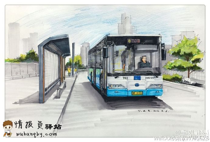 武汉公交车原来这么美 大学生手绘公交车获点赞