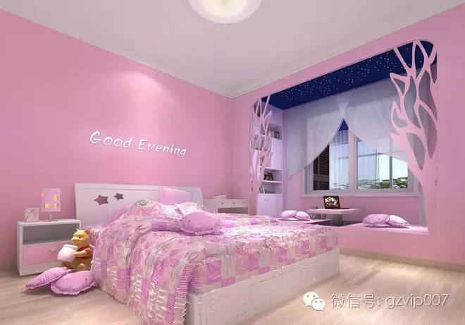 公主的粉色系列女孩房!儿童房装修设计效果图