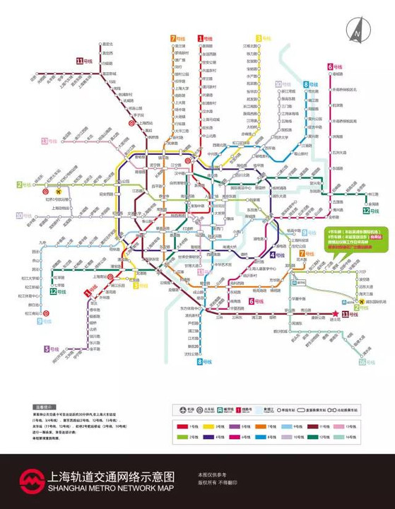 上海地铁全网络示意图