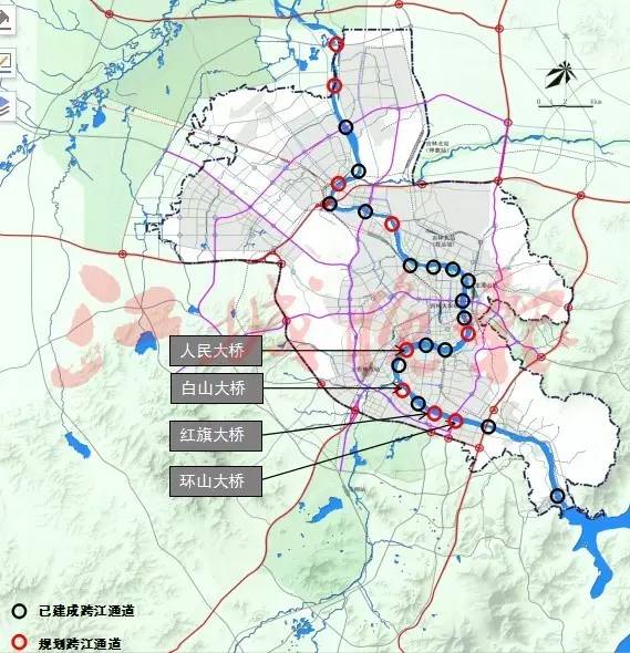 "十三五"期间重点建设4座桥梁: 白山大桥 红旗大桥 人民大桥 环山