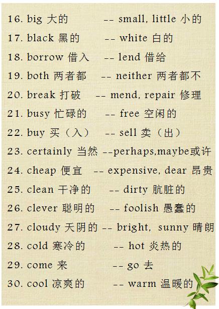 英语"反义词"大全,人手一份,太实用了!