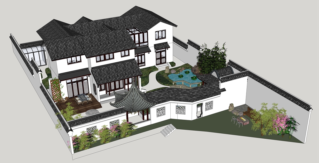 平湖瑞园中式园林别墅设计案例