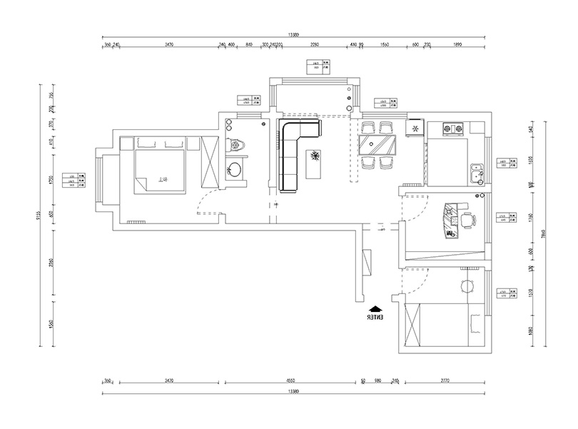 郑州建业贰号城邦b1-1户型89平三室两厅现代简约装修效果图案例