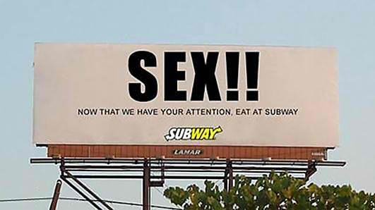"性爱!现在你注意到我们了,来subway用餐吧!"