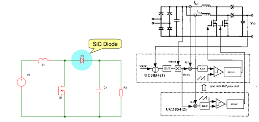 图2:sic管的硬开关boost电路