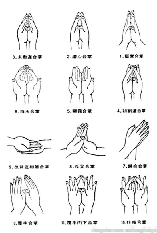 六拳十二合掌就是各种佛理表达的组合动作.