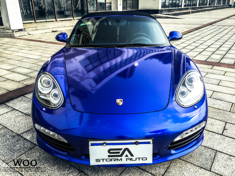 auto)出品:保时捷boxster(参数|图片)全车换装高光金属蓝汽车改色膜