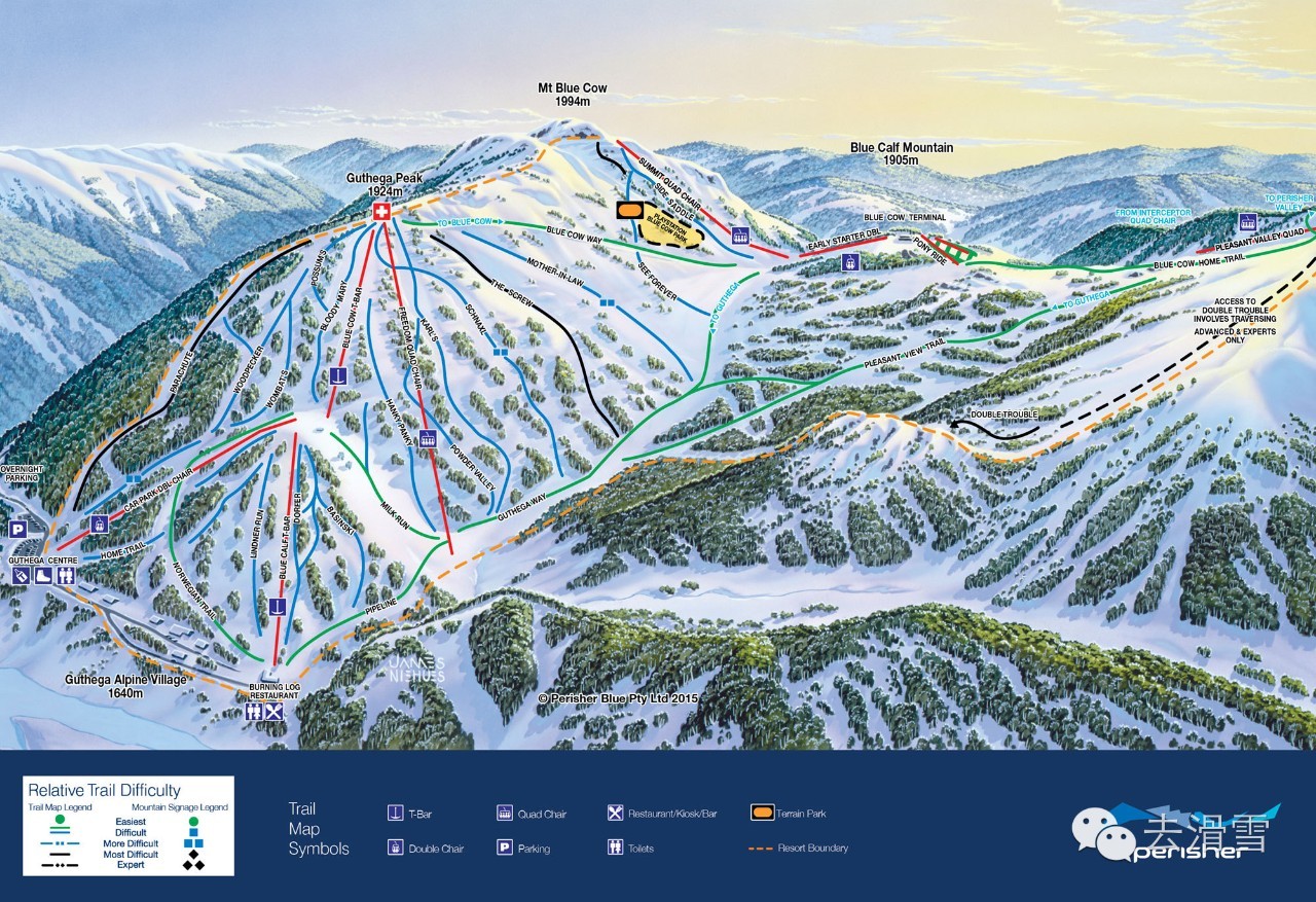 雪道图:          基本信息 :   超过3000英亩可滑雪地形,perisher