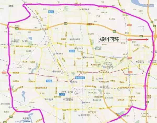 新建国道234郑州段北五环:新建省道314南五环:新建国道310