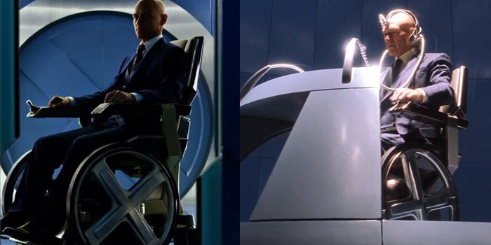 詹姆斯·麦卡沃伊在电影中用的轮椅,和 2000 年《x战警》中老 x 教授