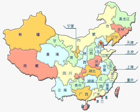 雄鸡心脏是北京,河北天津山陕西. 雄鸡腹内有湖南,贵州广东和广西.图片