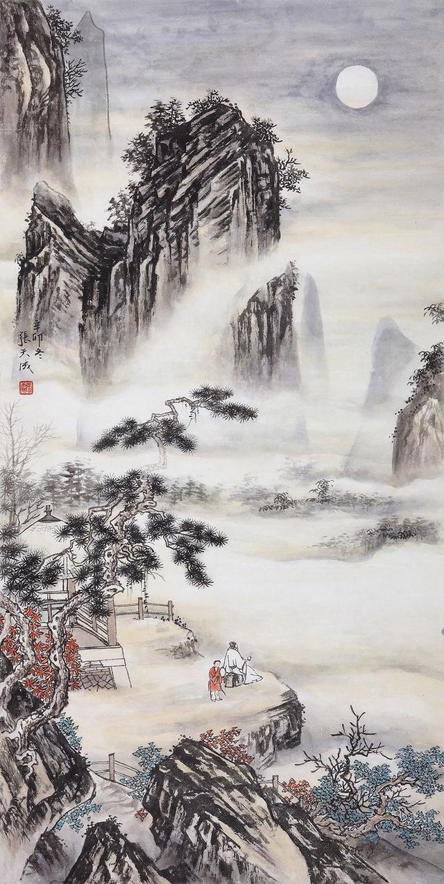 当代十大影响中国画家之一张天成山水画真迹欣赏