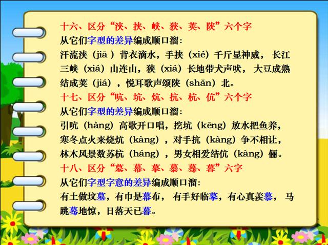 6张图18个顺口溜,语文考试不再写错字!