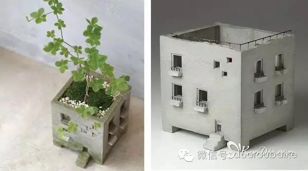 赞!diy水泥砂浆之创意楼房建筑式种植花盆