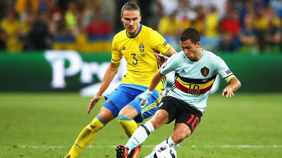欧洲杯-阿扎尔助攻绝杀 比利时出线送瑞典出局