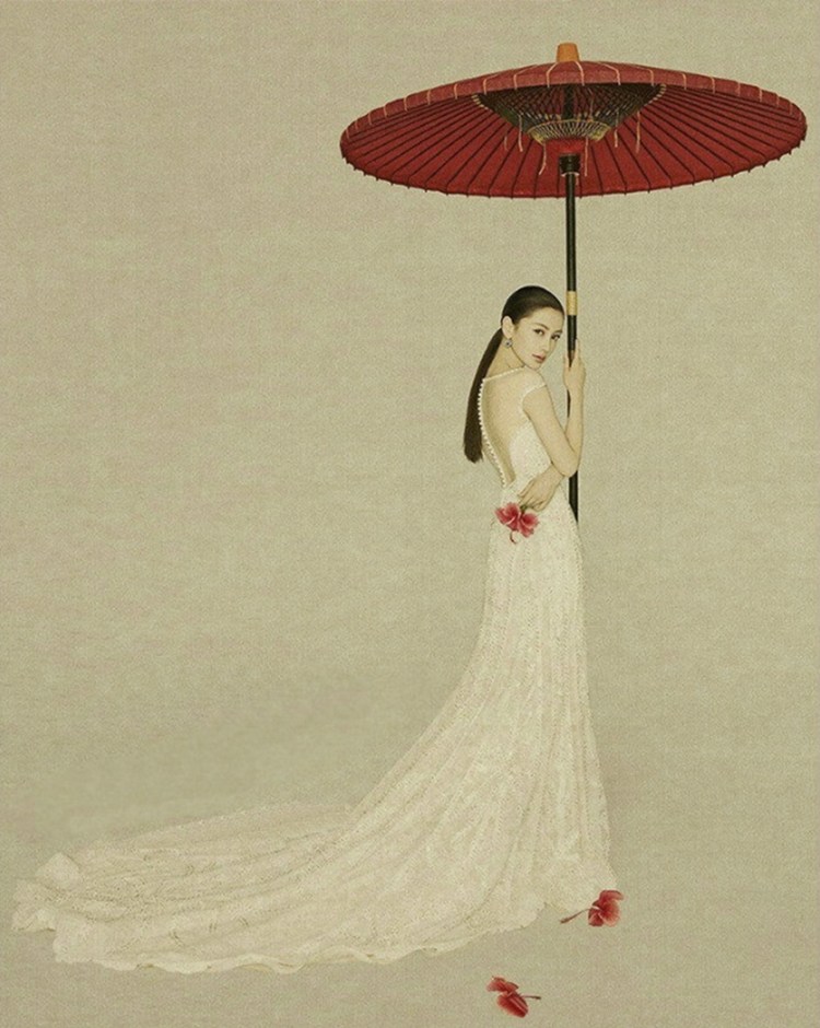 婚纱中国画_中国画简单(3)