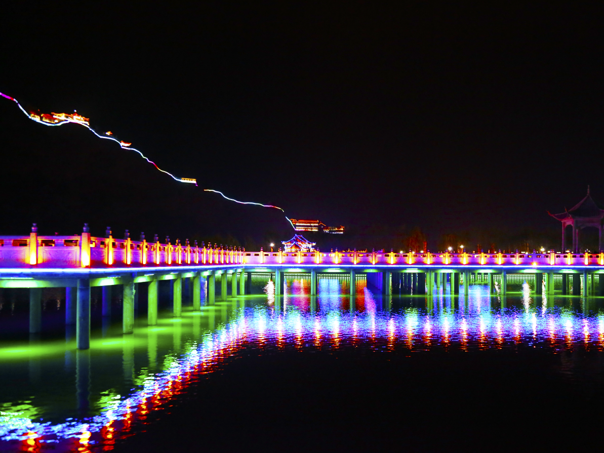 甘谷县大像山水上公园绝美夜景