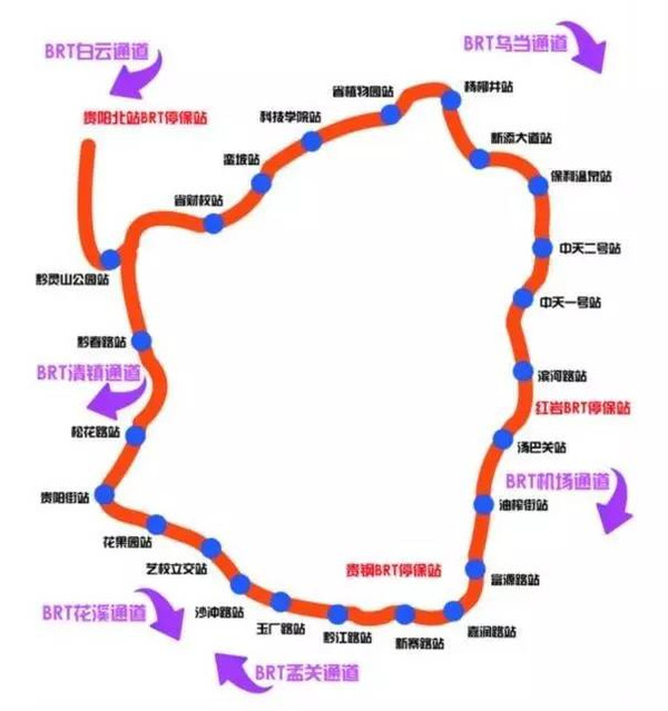 贵阳brt快速公交b1,b2,b3线路    1.