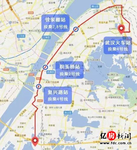 团结大道站,武钢站,都市工业园站,建设十一路站,红钢城站,和平公园站