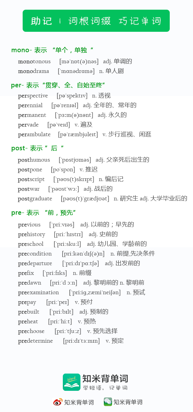 单词密码:词根+词缀 英语单词应该这样背_知米背单词词根词缀_四级单词词汇词根词缀