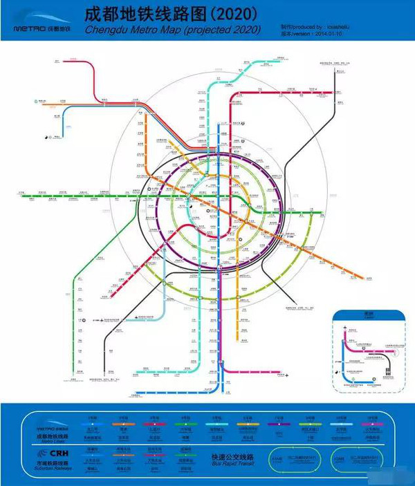 按照成都地铁2020规划图 2020年咱们地铁将遍布成都人的家门口