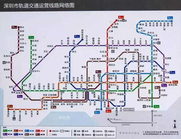 2016年深圳最新地铁线路图▼