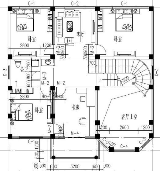 方正户型的首选,新农村3层别墅13x13米,含全图