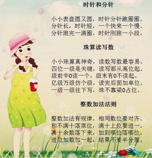 小学数学顺口溜:孩子接触得越早,基础牢固