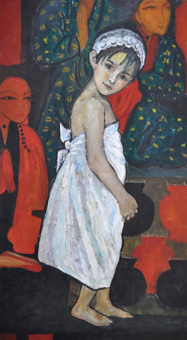《小女孩》,布面油画,创作于1997年,画的是英来的小侄女 .