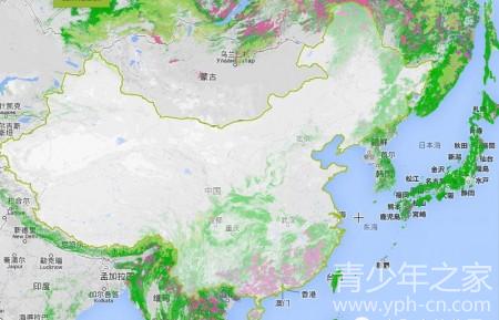 (网络图片) 中国华北华东地区的森林覆盖地图.图片