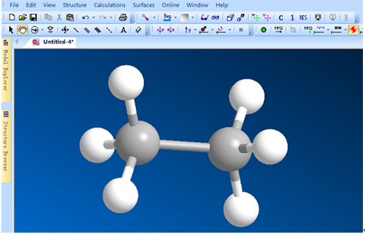 乙烷立体模型为例说明创建立体模型的具体步骤,建立乙烷模型的方法
