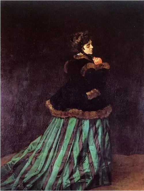 《绿衣女子》 1866年,莫奈仅用了四天的时间,就以卡米耶为模特创作