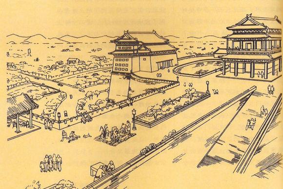 梁思成生当年的北京图纸"城下车水马龙,城上古韵犹存"