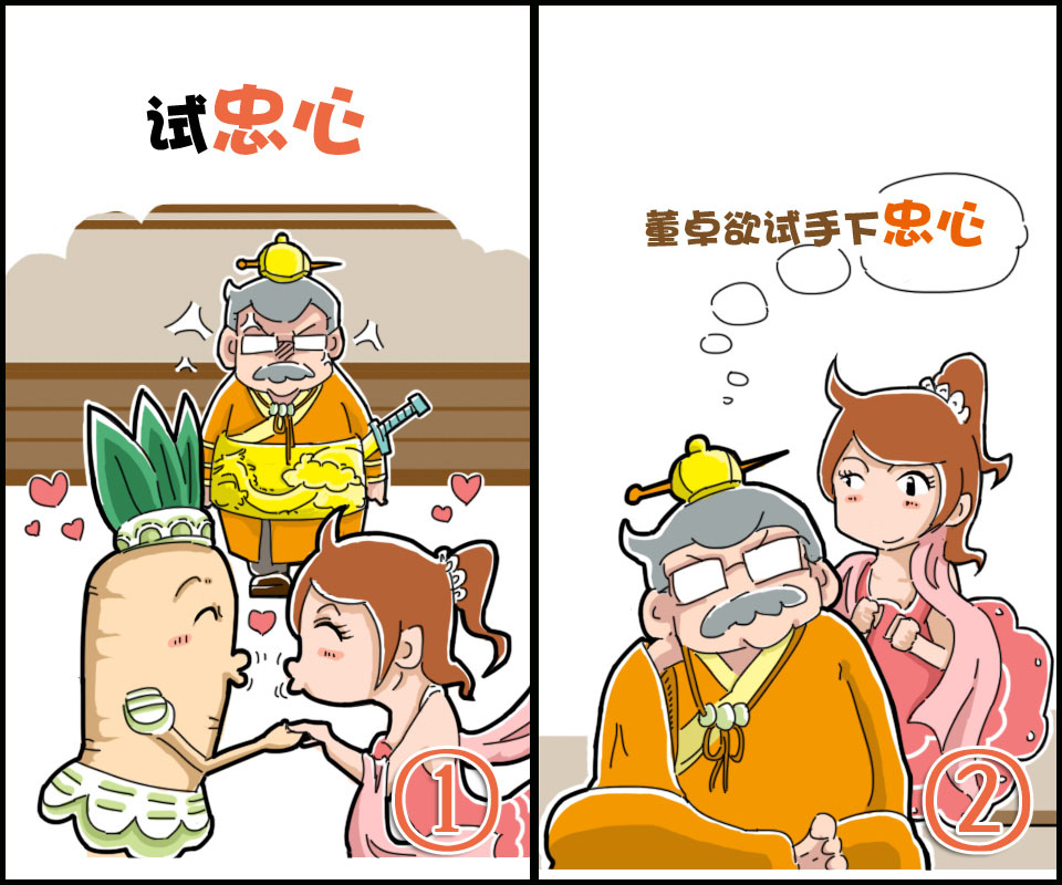 董卓试忠臣-恶搞漫画图