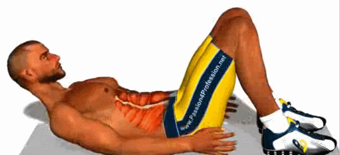 ▼动作二:双腿交替抬起时,身体同时向腿抬起的方向侧身并卷腹.