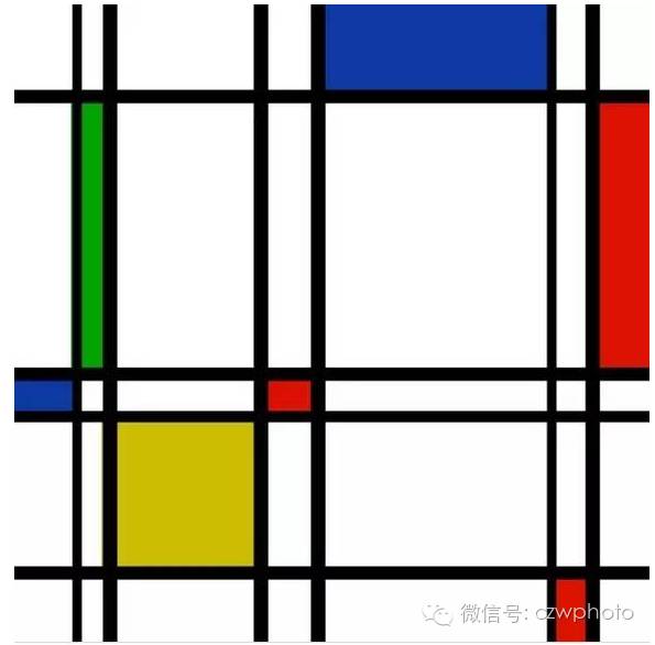 (蒙德里安的格子画,把绘画材料限制在直线、方形和色彩并以此来结构世界.