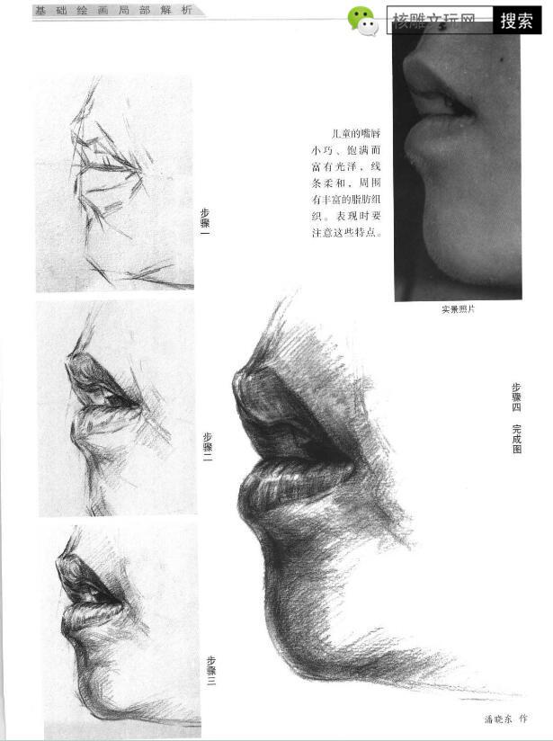 周六练手人物五官嘴巴速写布局教程