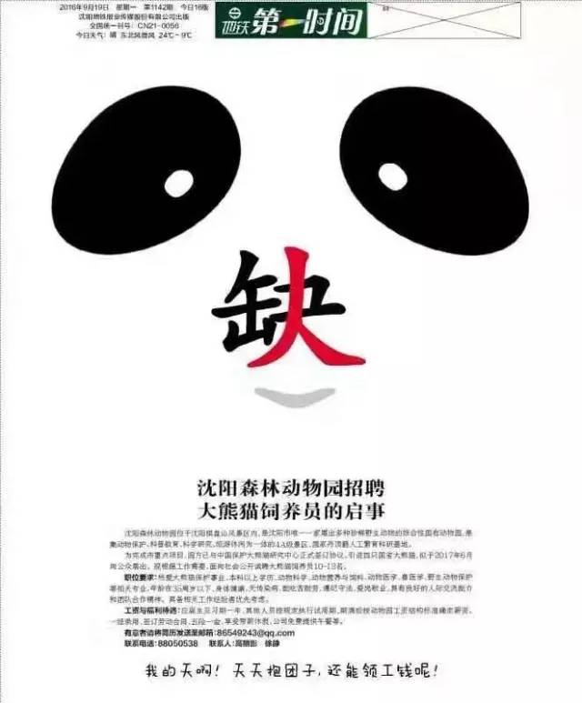 沈阳森林动物园招聘大熊猫饲养员的启示