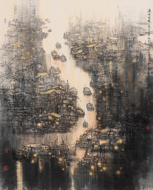 高 鸣(江苏)《渔舟唱晚》,220cm×180cm