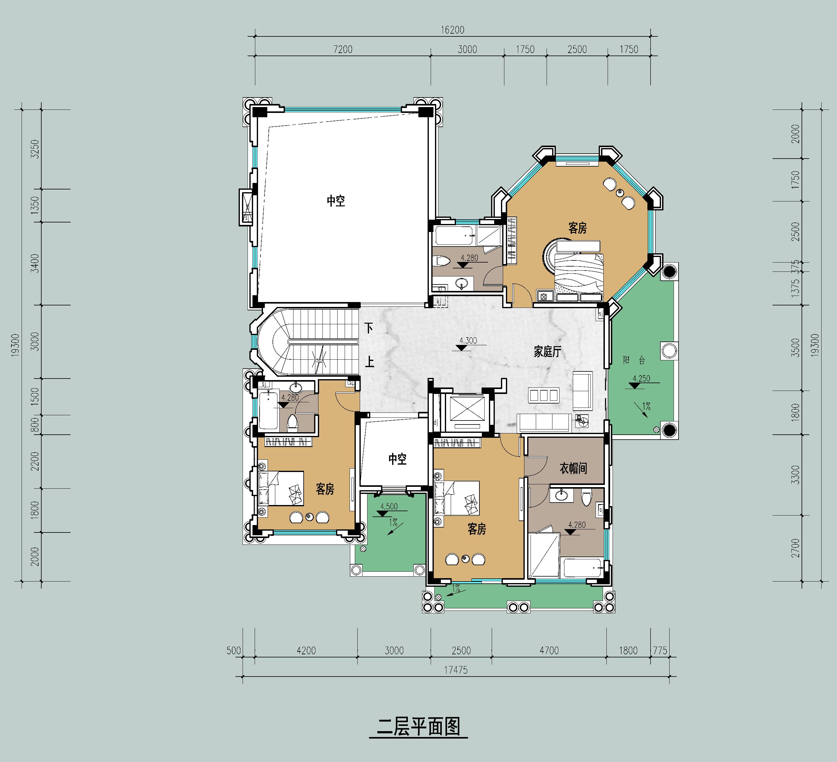 免费图纸|钻石落地窗,23x27米别墅全套图纸分享!