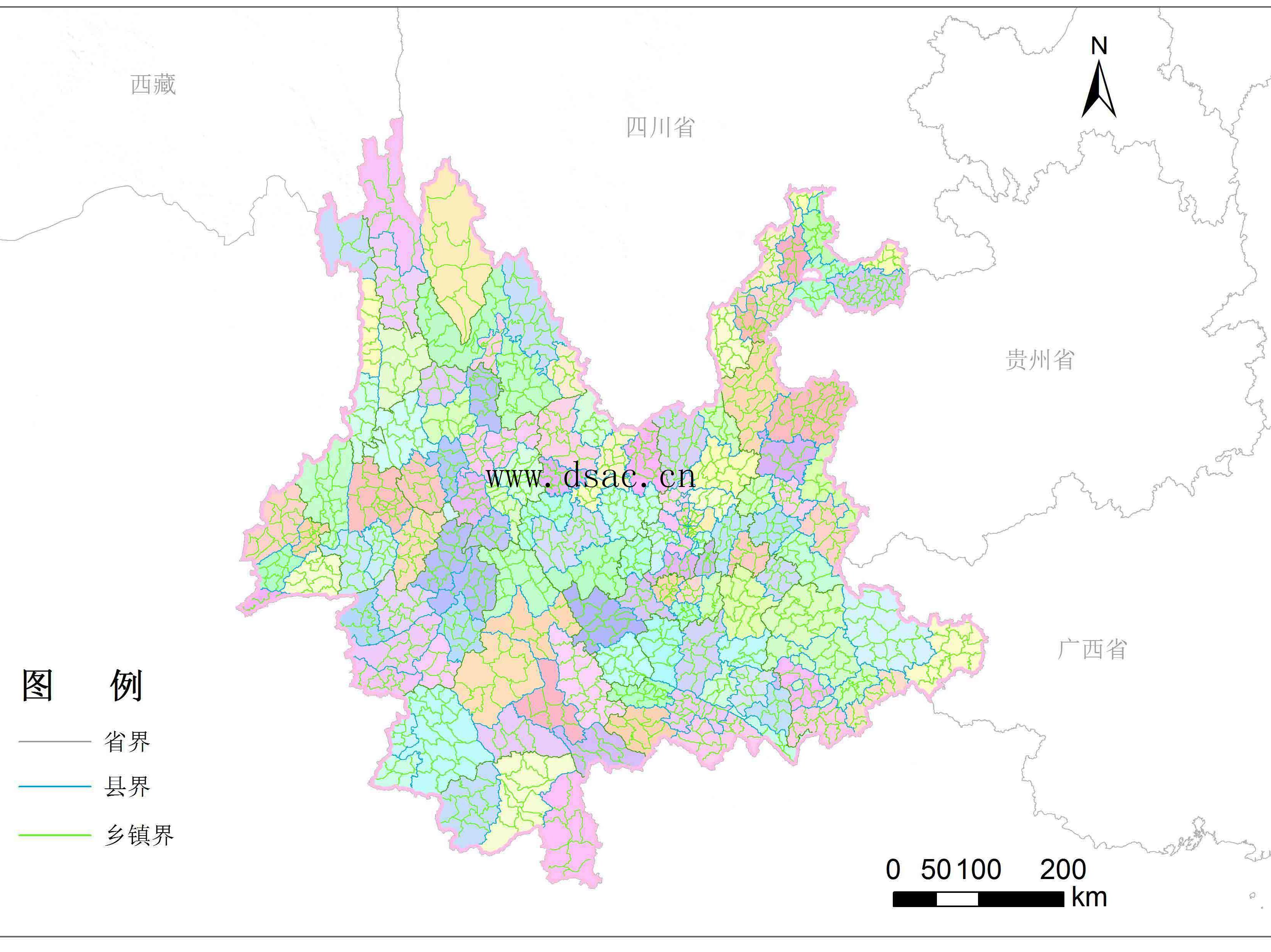 云南省乡镇行政区划 精度1:10万