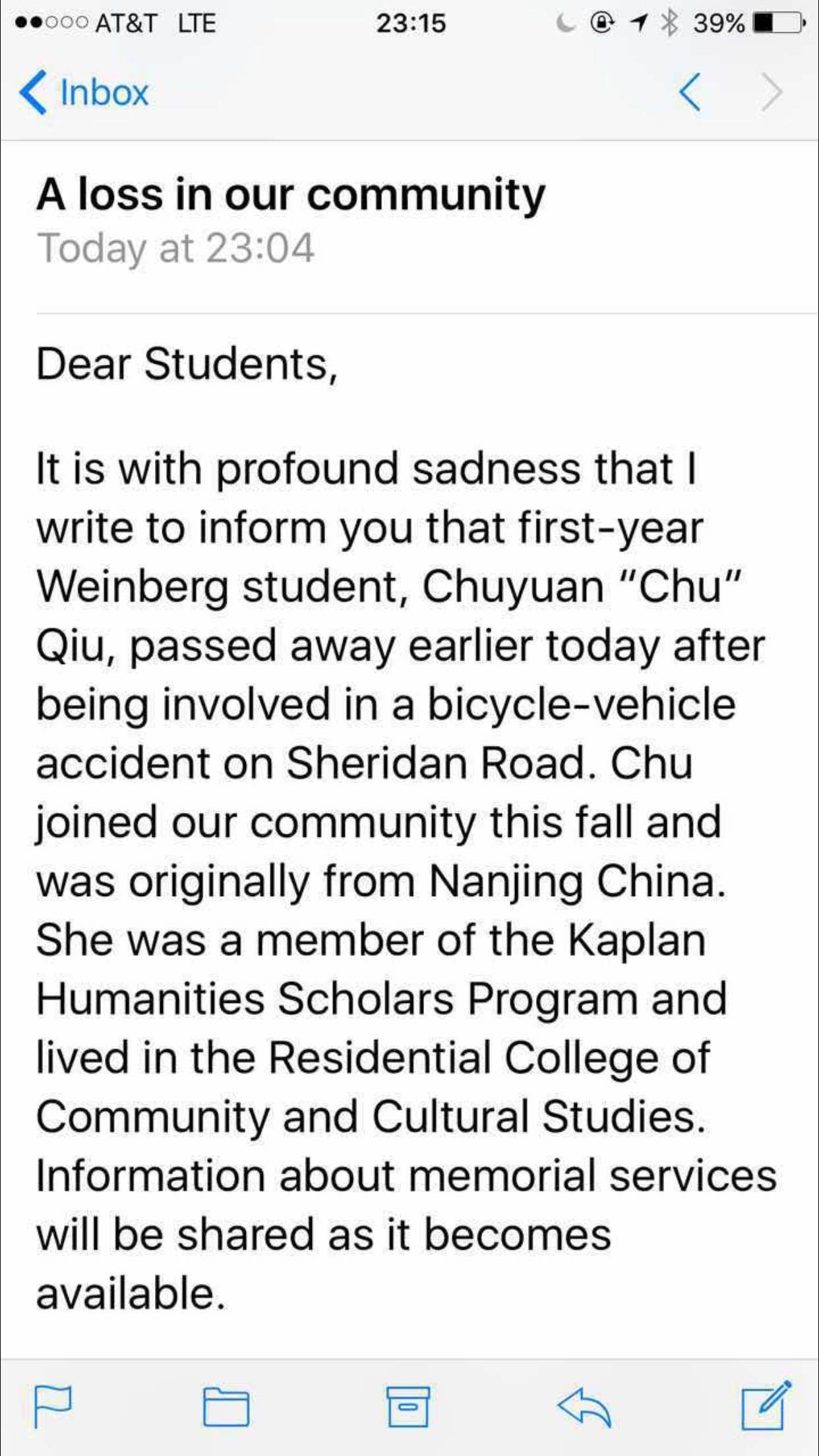 哀悼|西北大学女中国留学生车祸身亡,骑车不幸