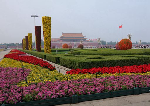 花卉景观part of the decoration in tian"anmen square.