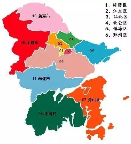 宁波行政区划图 宁波上一次行政区划重大调整,出现在2002年.